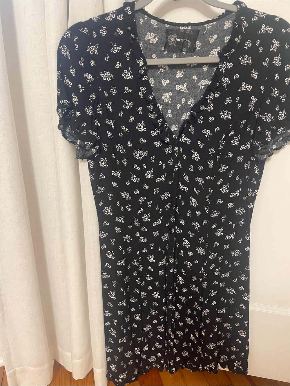 Reformation Black and White Floral Midi Dress